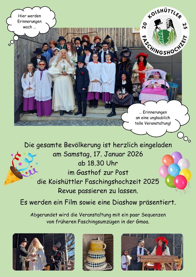 Plakat Filmvorführung Faschingshochzeit 