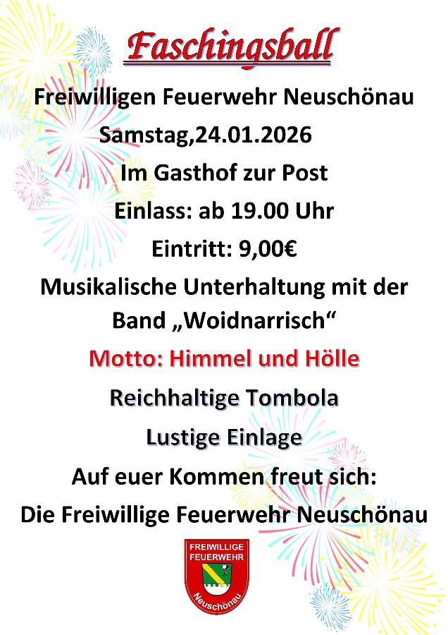Plakat Fasching Feuerwehr Neschönau